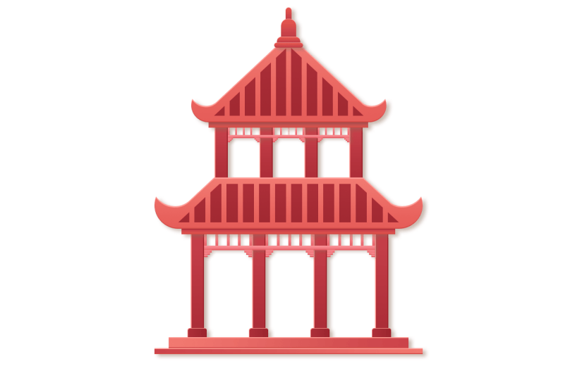 剪纸风-中秋节氛围元素贴纸-亭子