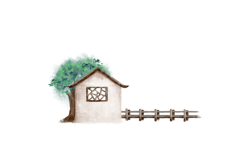 水墨-徽派建筑常规贴纸-屋子