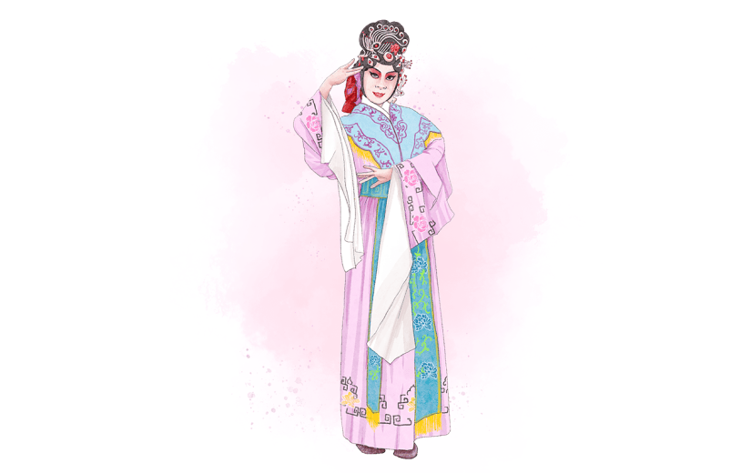 中国风彩旦戏曲人物意贴纸