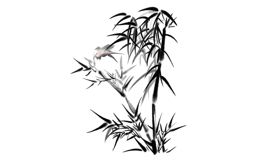 手绘水墨-竹叶元素