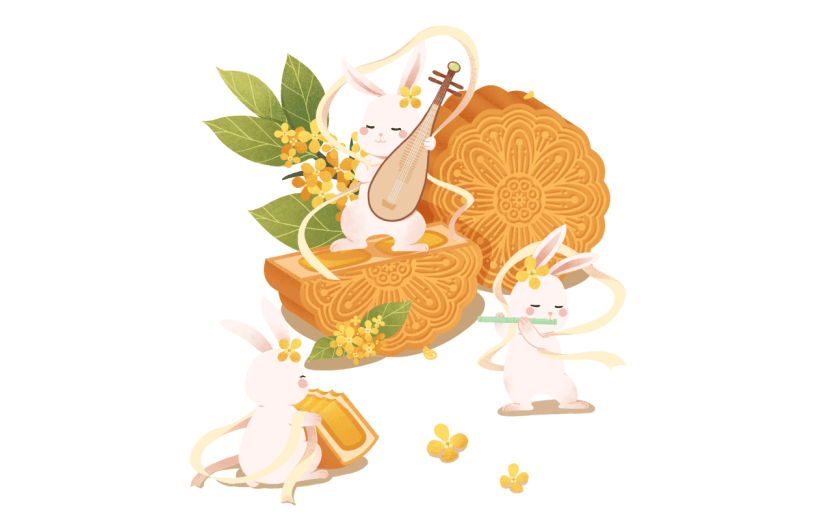 中国风中秋节兔子元素贴纸