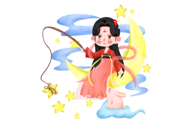 手绘插画-中秋节场景元素