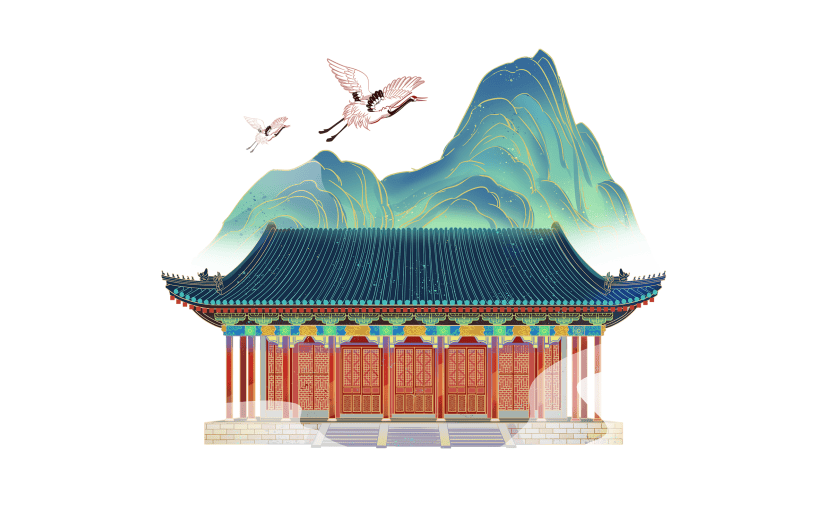 中国风建筑贴纸-大门