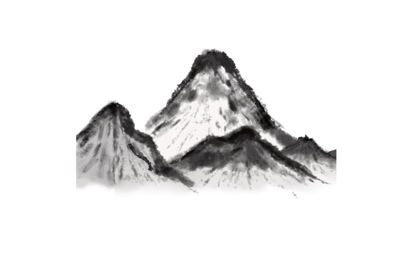 水墨风自然元素山贴纸3