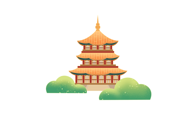 中国风国庆节塔元素贴纸