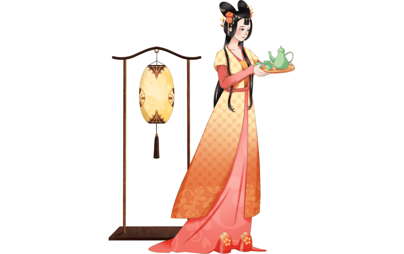 手绘-中国风人物插画贴纸-古风女性