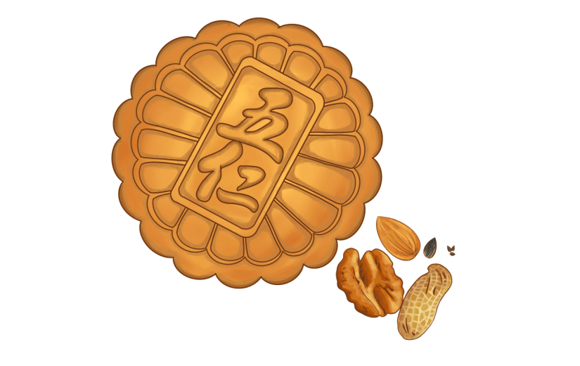 简笔手绘-月饼元素贴纸