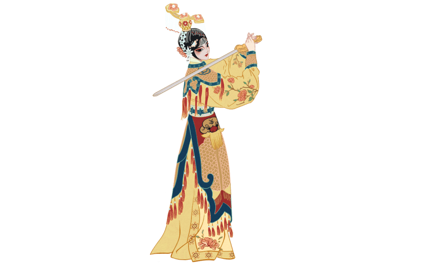 手绘-京剧人物插画贴纸-旦角5