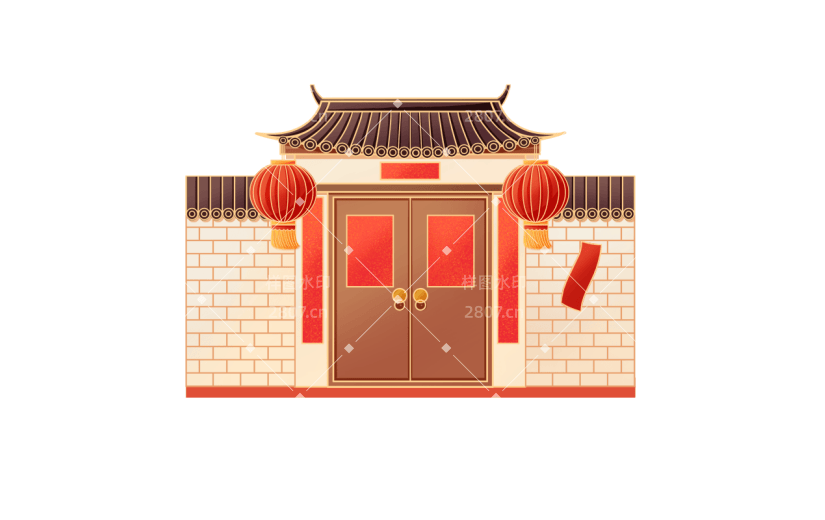中国风春节大门元素贴纸