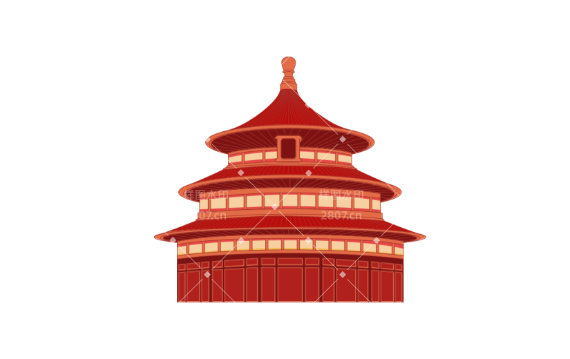 中国风国庆节天坛元素贴纸