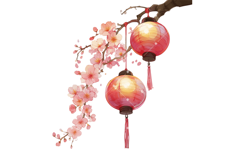 中国风通用古风插画灯笼元素素材