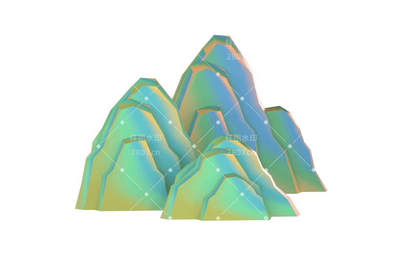 3D国潮-山峰渐变2