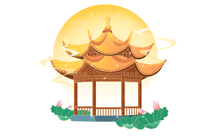 国庆节十一中国风国潮中式建筑元素