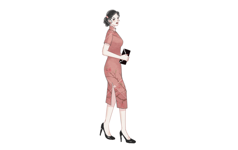 手绘-民国女性人物插画3