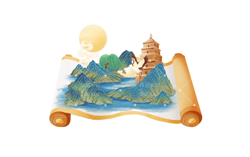 中国风-国潮园林画卷建筑元素3