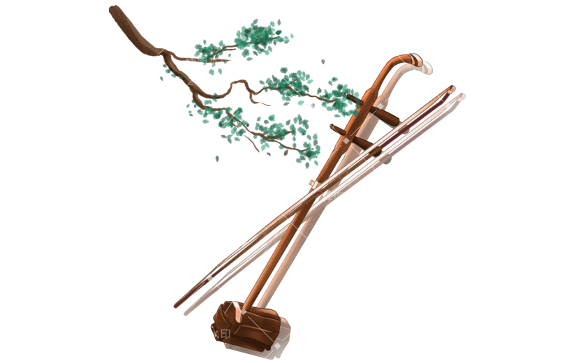 手绘-古风音乐会live乐器元素-二胡