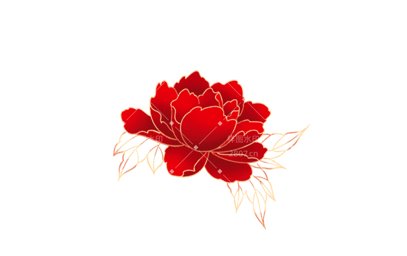 国庆节十一中国风描金牡丹花元素素材