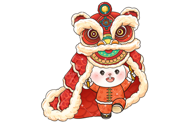 卡通感春节兔子元素贴纸