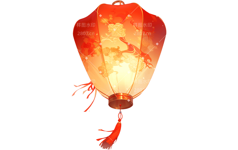 中国风红色灯笼贴纸