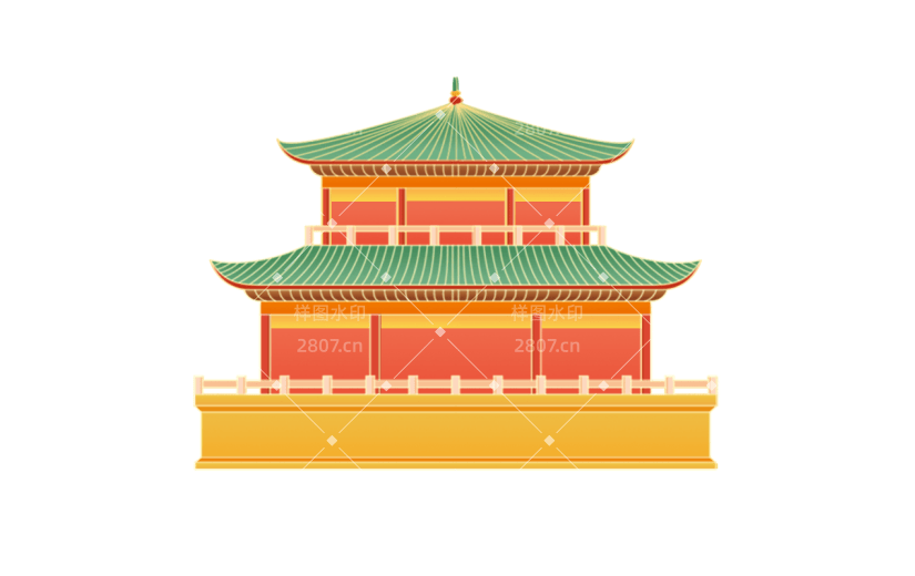 国潮风-建筑元素-中式传统建筑