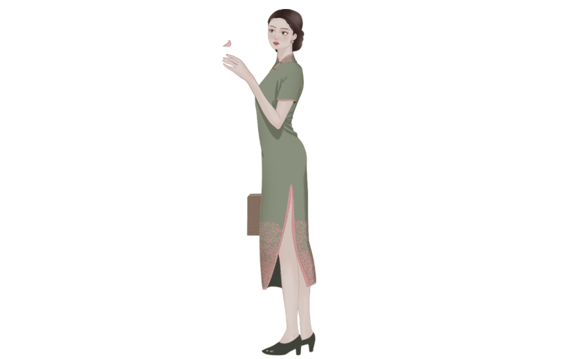 手绘-民国女性人物插画6