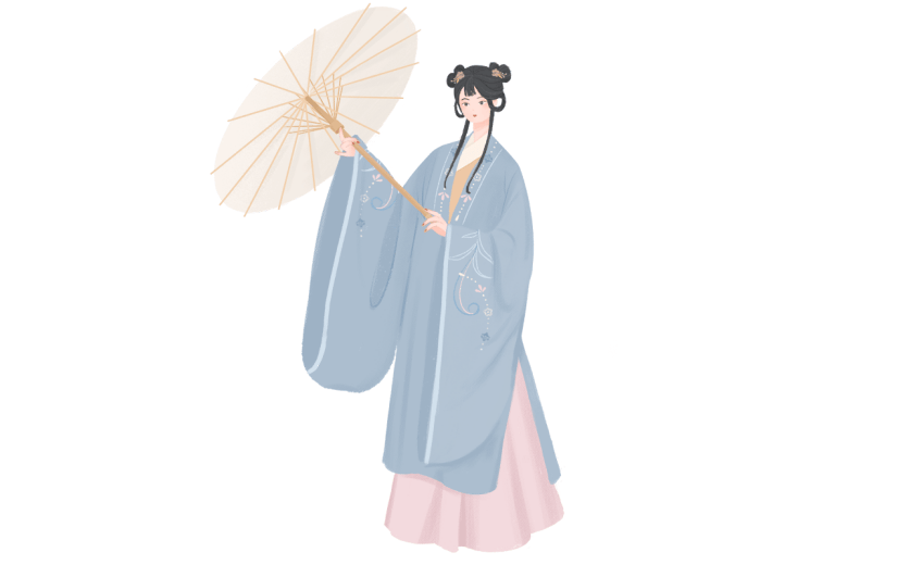 手绘-汉服少女手绘贴纸