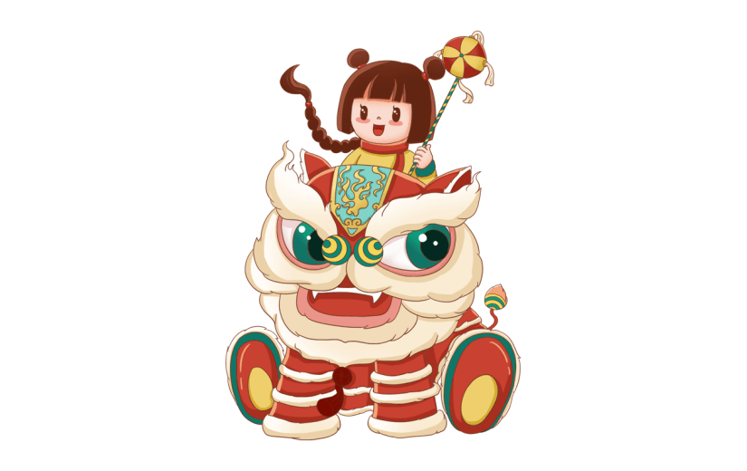卡通感春节人物元素贴纸