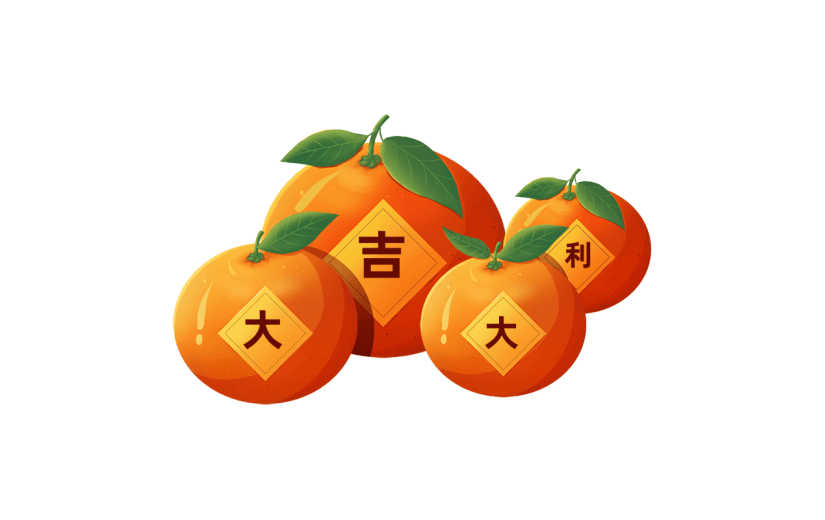 卡通感春节橘子元素贴纸