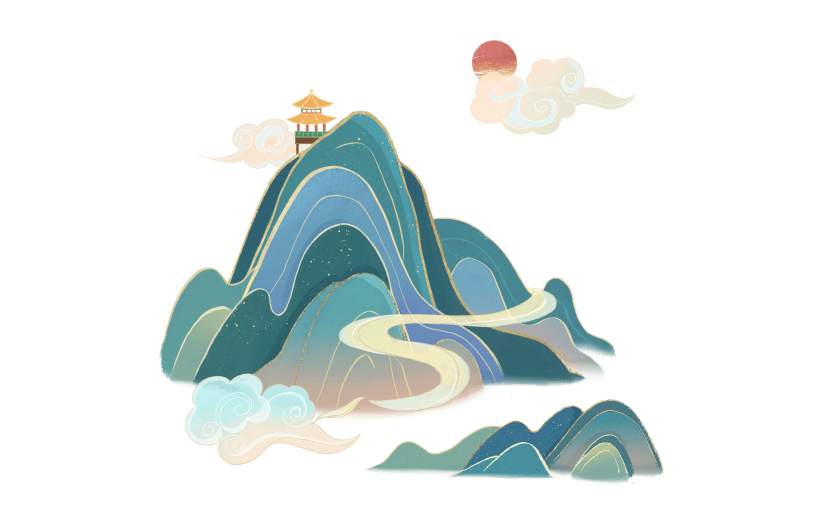 国潮风江南山脉常规贴纸3
