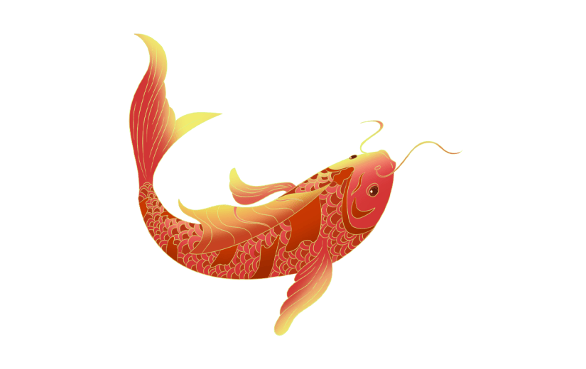 中国风鲤鱼元素贴纸