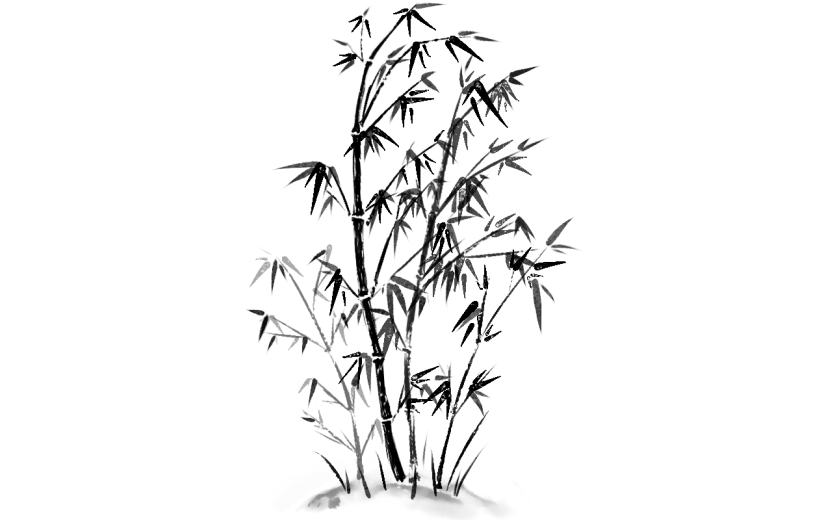 水墨风-手绘植物花卉贴纸-竹子