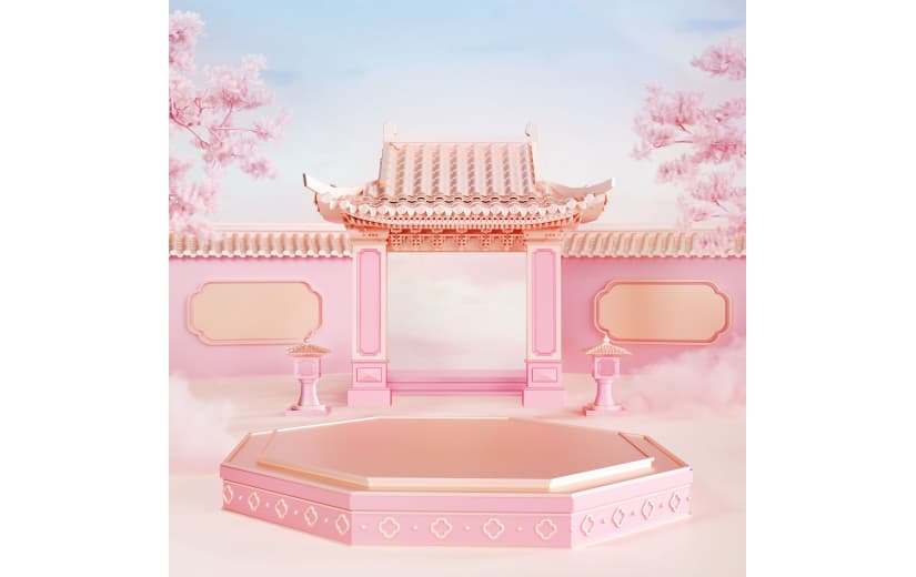 唯美浪漫七夕情人节3D立体三维粉色背景
