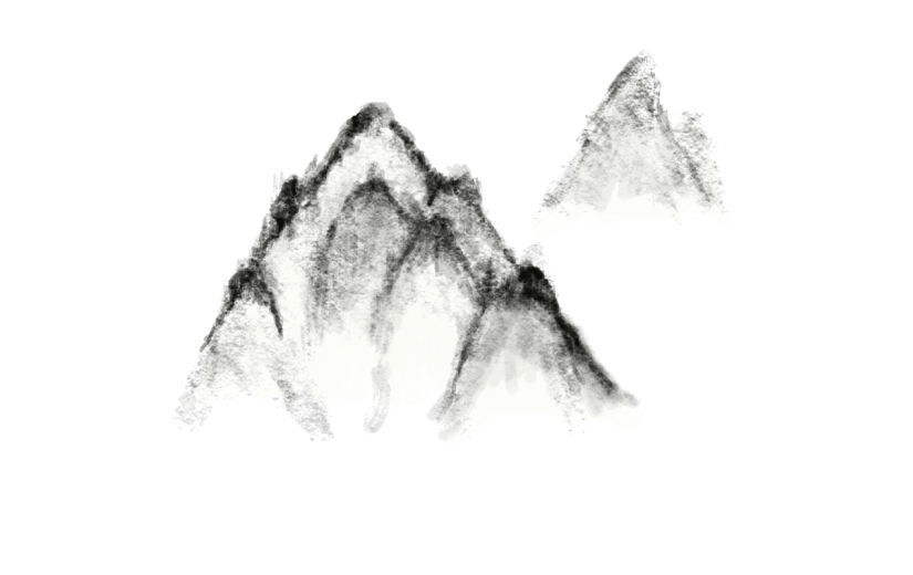 水墨风自然元素山贴纸4