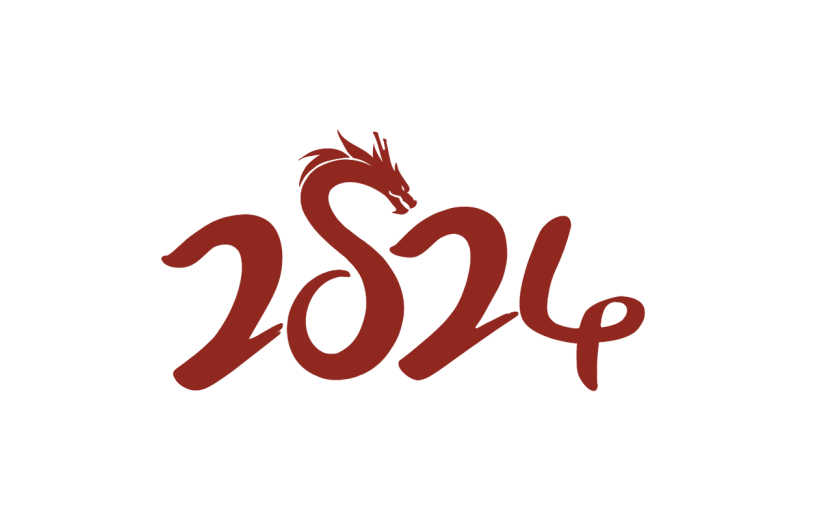 龙年春节新春新年过年除夕中国风中式2024红色艺术字文字标题元素素材