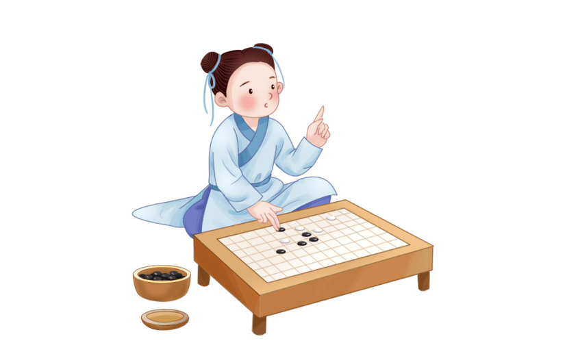 古代孩子下棋棋盘元素
