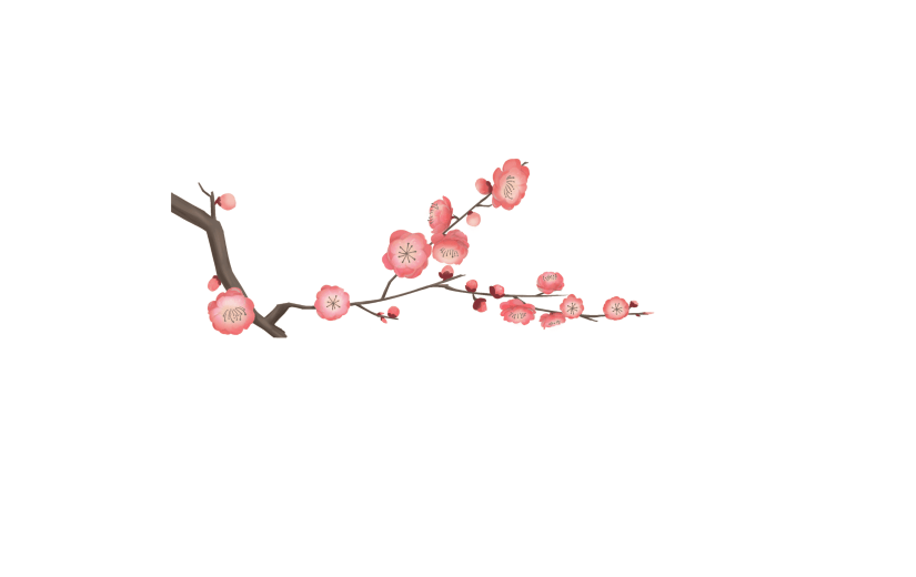 手绘粉色梅花花卉植物元素