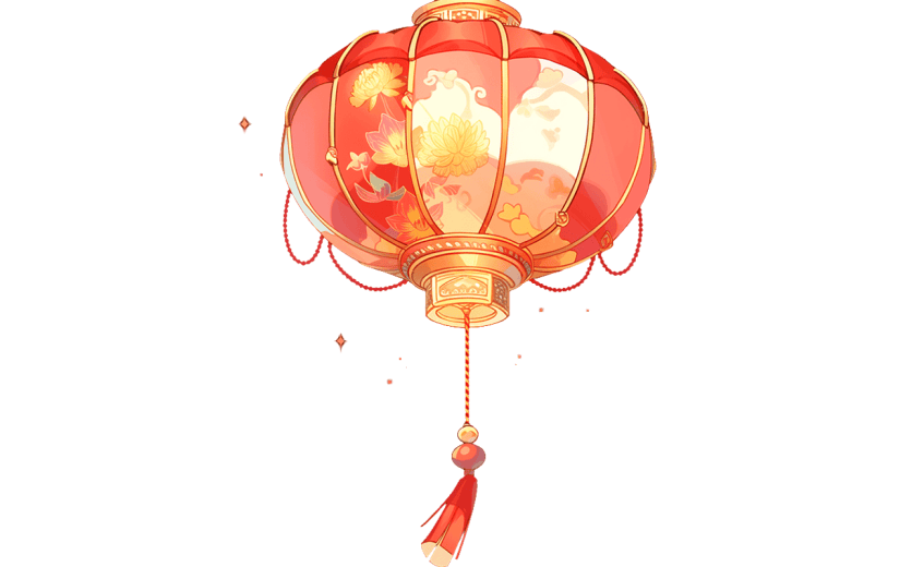 中国风红色灯笼贴纸