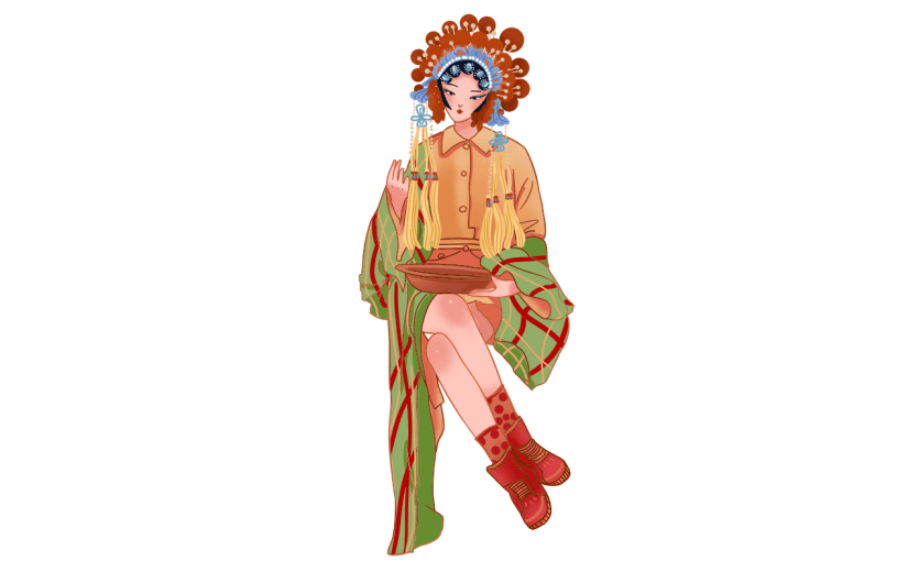 手绘-京剧国粹旦角人物插画6