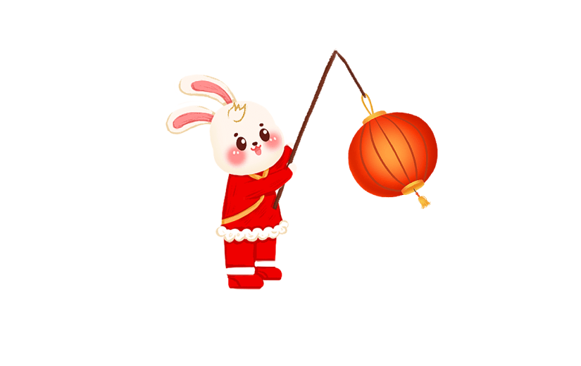 卡通感春节兔子元素贴纸