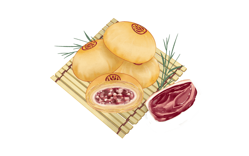 水彩画-中秋节月饼贴纸元素-月饼