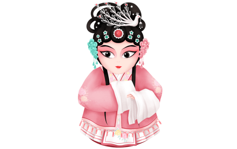 手绘-京剧文化人物贴纸4