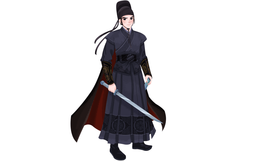 手绘-武侠元素人物插画贴纸-侍卫