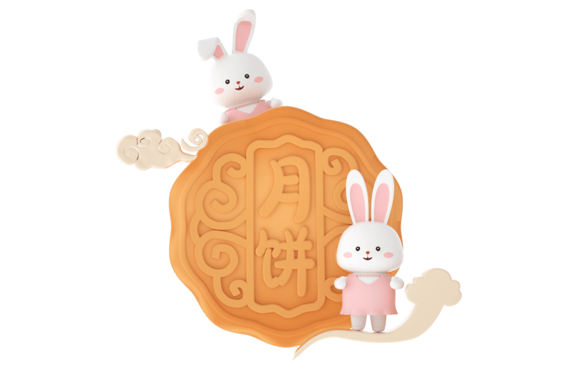 C4D中秋月饼玉兔节日元素