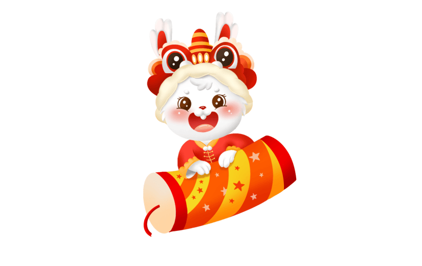 卡通感春节兔子元素贴纸