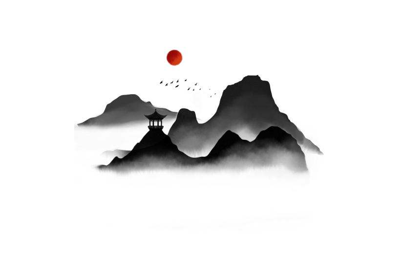 手绘-水墨中国风山水画场景7