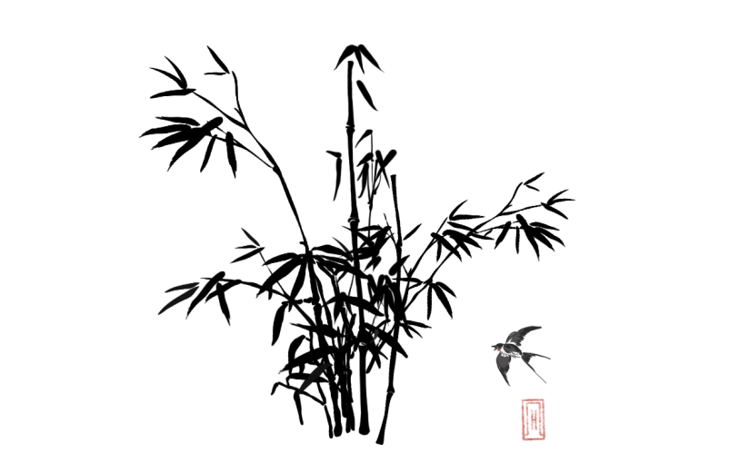 水墨中国风竹子植物元素贴纸8