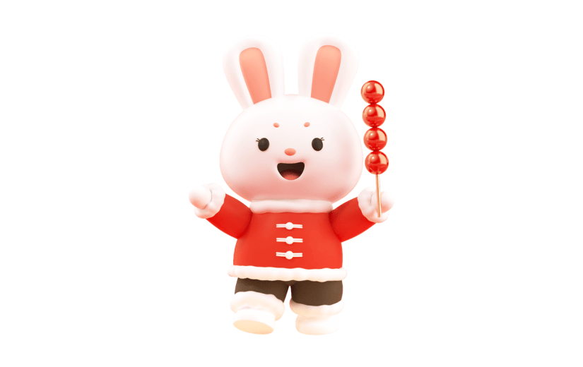 3d感春节兔子元素贴纸
