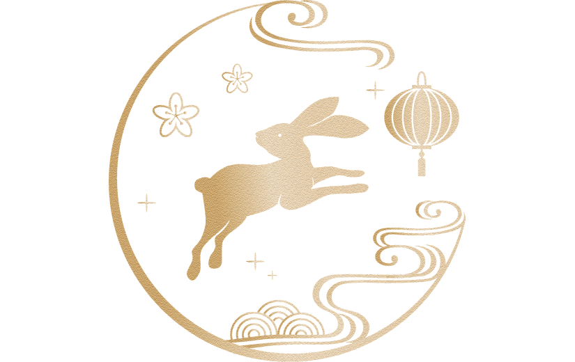 中秋节通用烫金月亮兔子原创贴纸