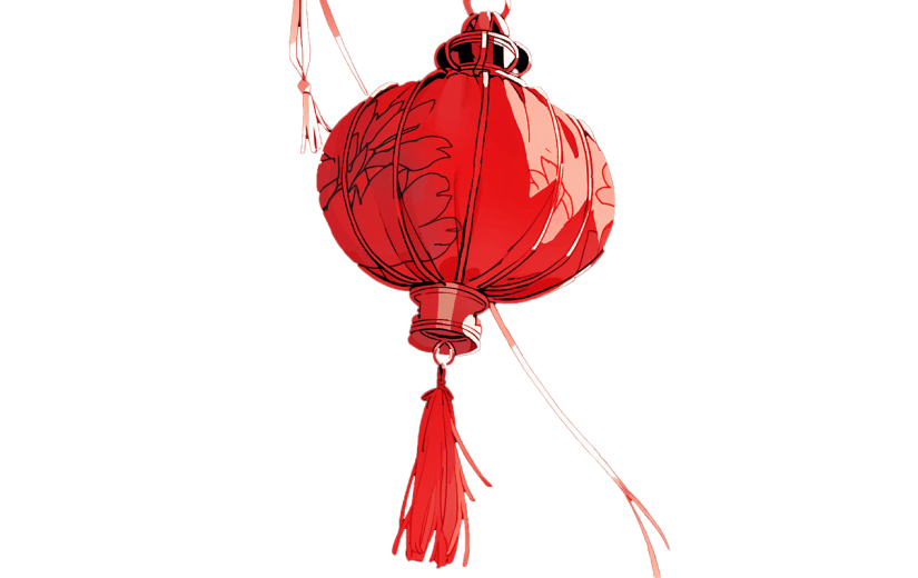 中国风红色灯笼贴纸