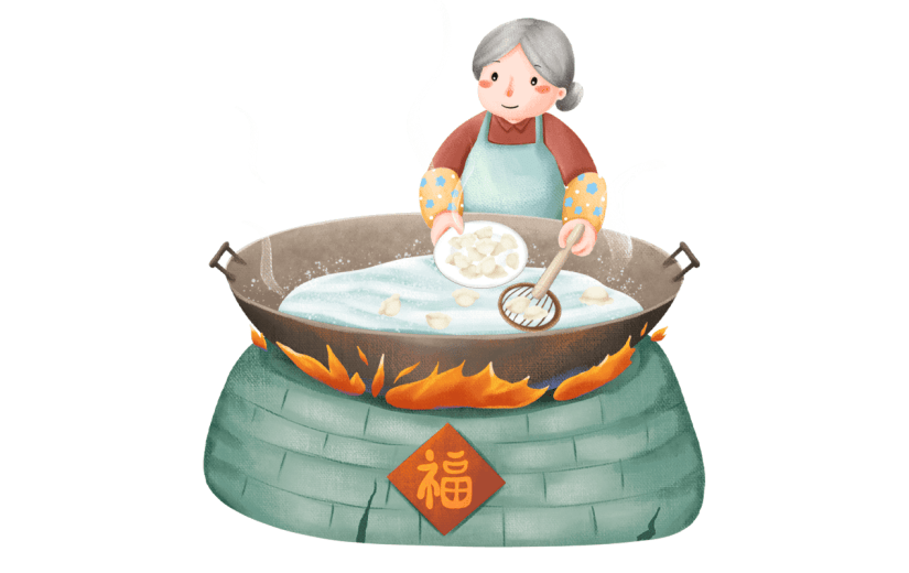 手绘冬至女士元素贴纸